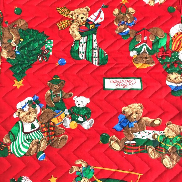 Table Runner Christmas Quilted Teddy Bear Toys  Mervyn's Vintage EUC - Picture 2 of 11